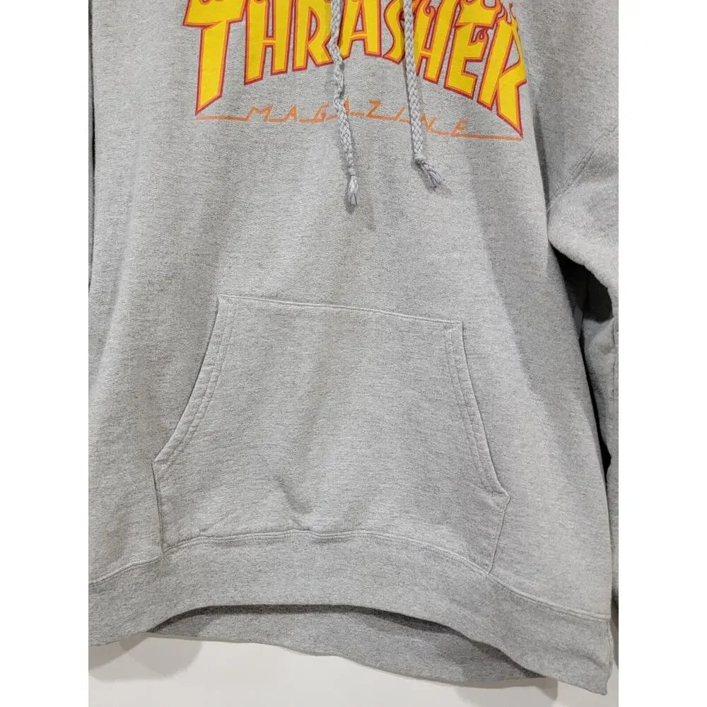 Thrasher Small Flame Magazine Graphic Grey Hoodie Sweatshirt Streetwear Skater